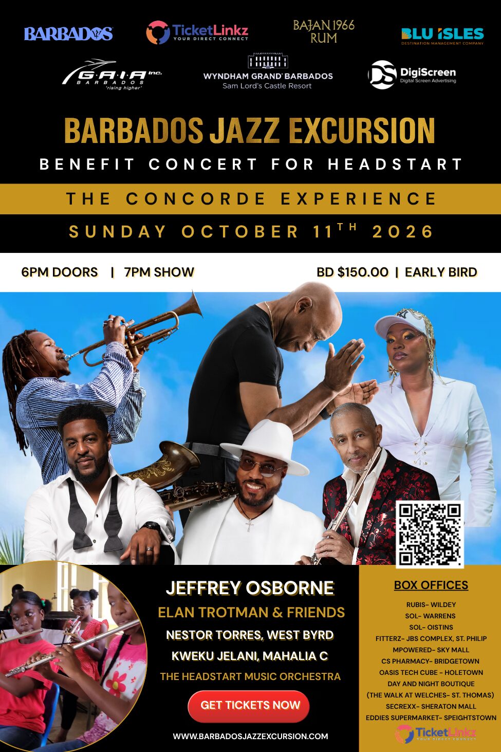 Barbados Jazz Excursion Benefit Concert for Headstart Music flyer