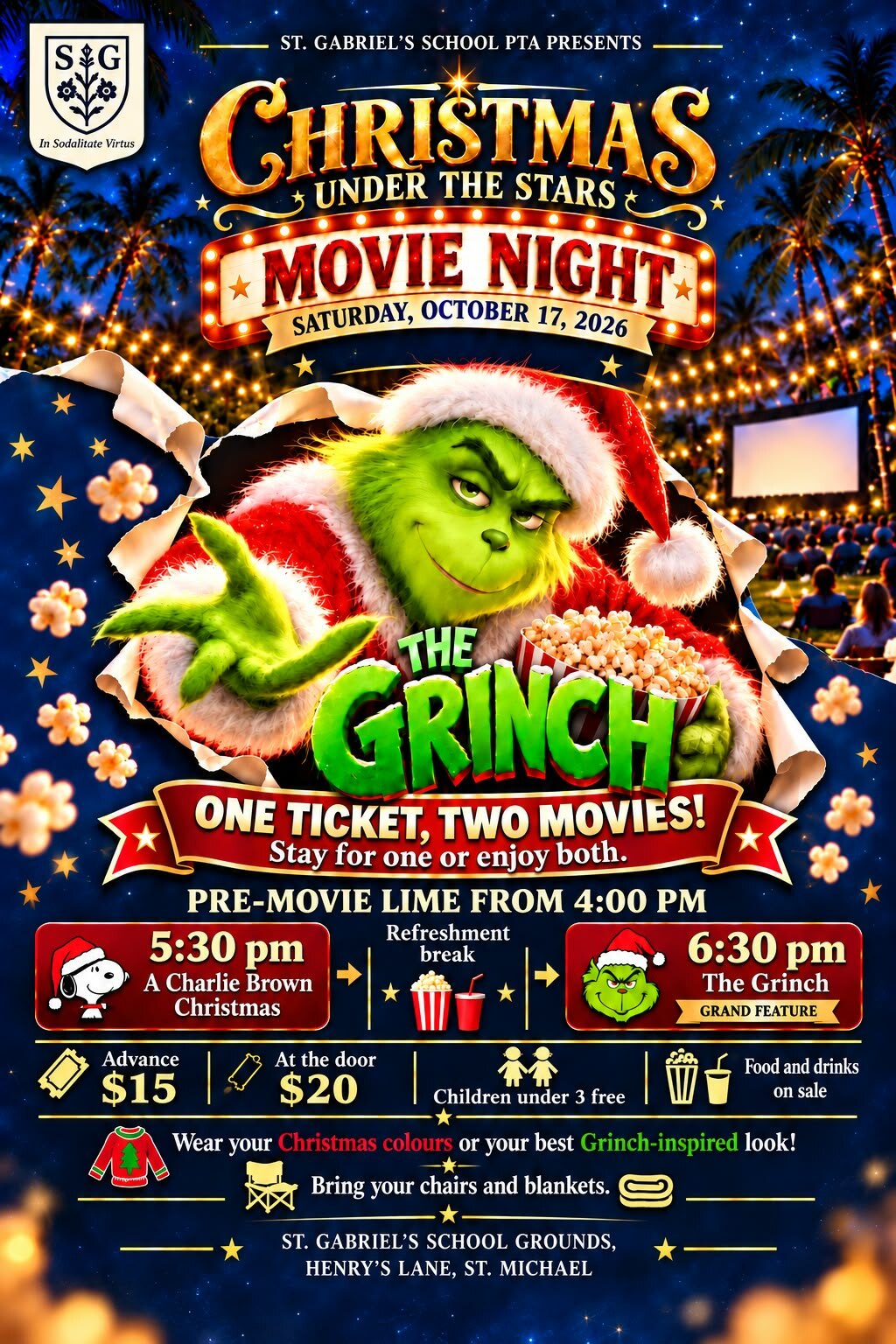 Christmas Under The Stars Movie Night flyer