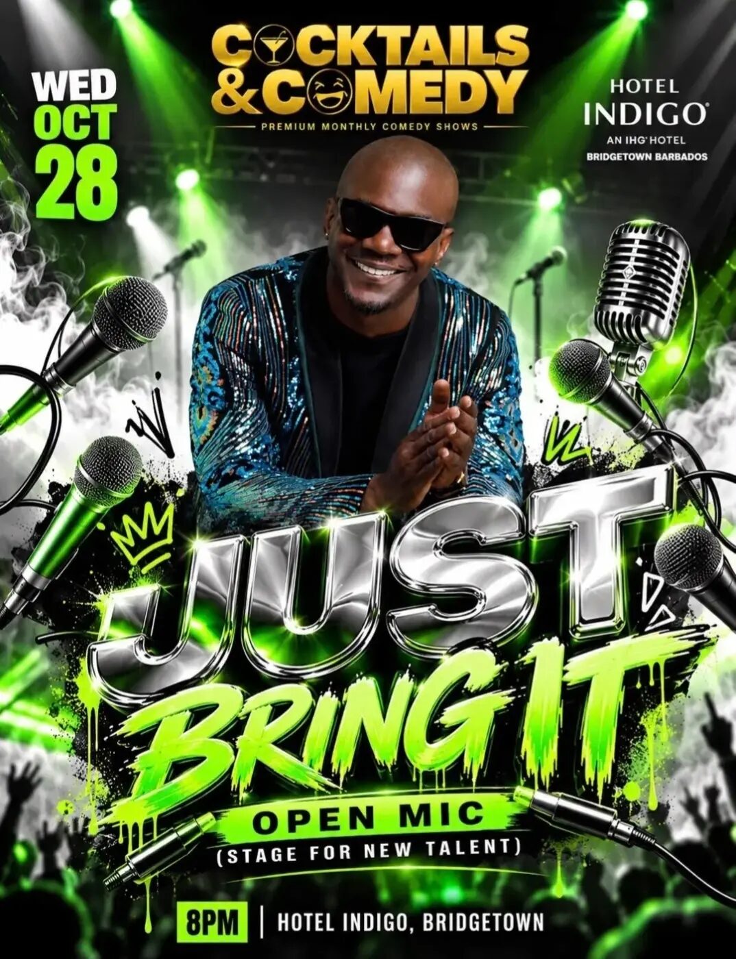 Cocktails and Comedy: Just Bring It (Open Mic Edition) flyer
