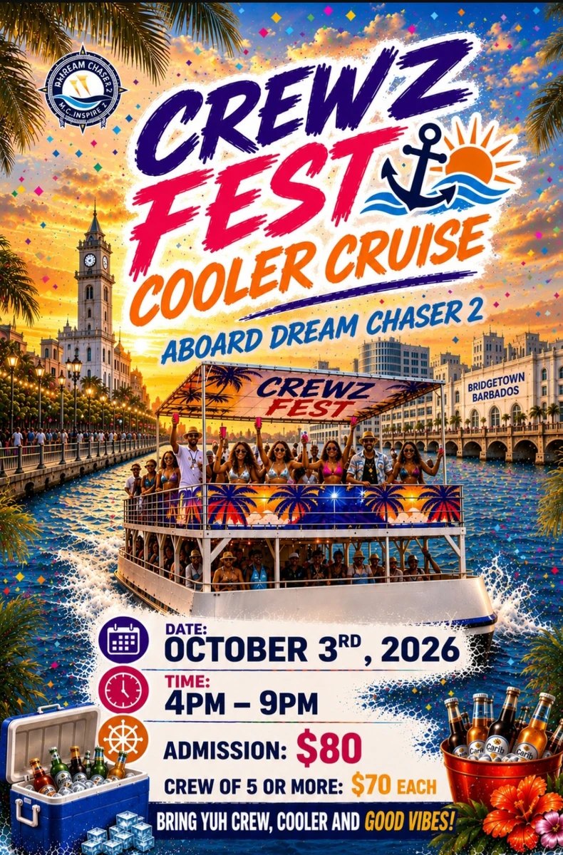 Crewz Fest cooler cruise flyer, 3 October 2026, Dream Chaser 2