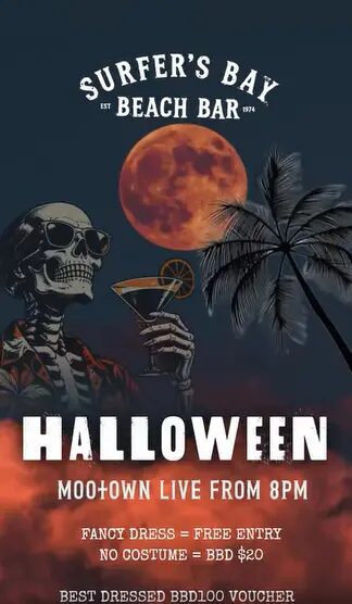 Halloween at Surfer’s Bay with MooTown Live flyer