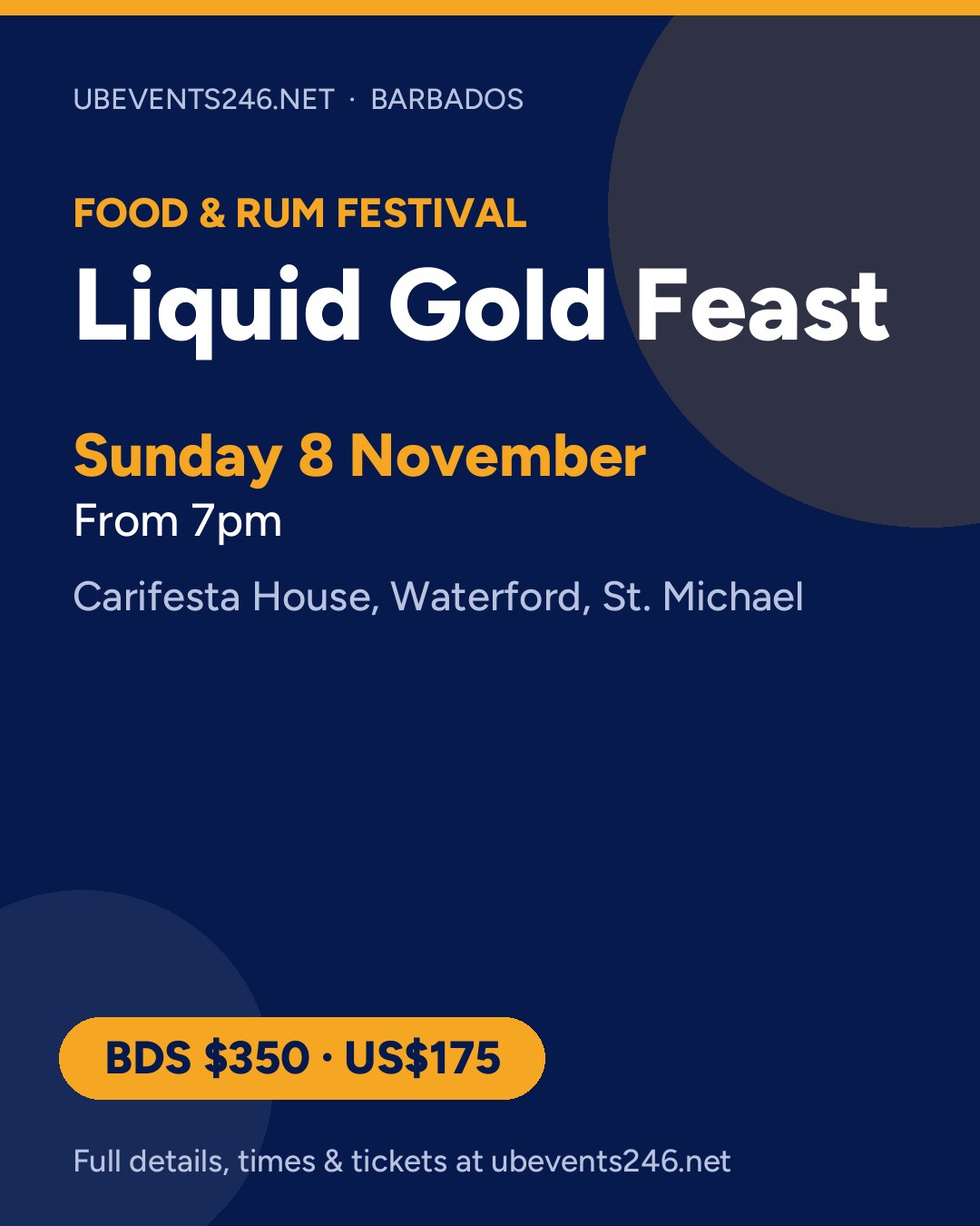 Liquid Gold Feast: Barbados Food and Rum Festival — event card