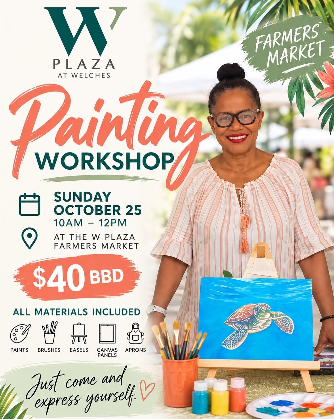 Painting Workshop with Jacqueline Hinds at W Plaza Farmers Market flyer