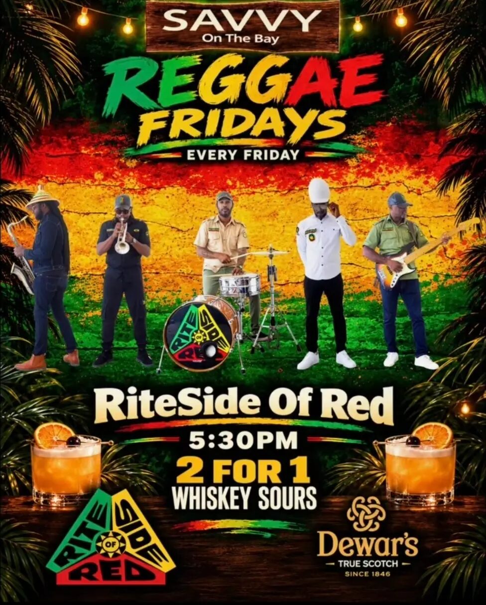 Reggae Fridays at Savvy On The Bay: RiteSide Of Red flyer