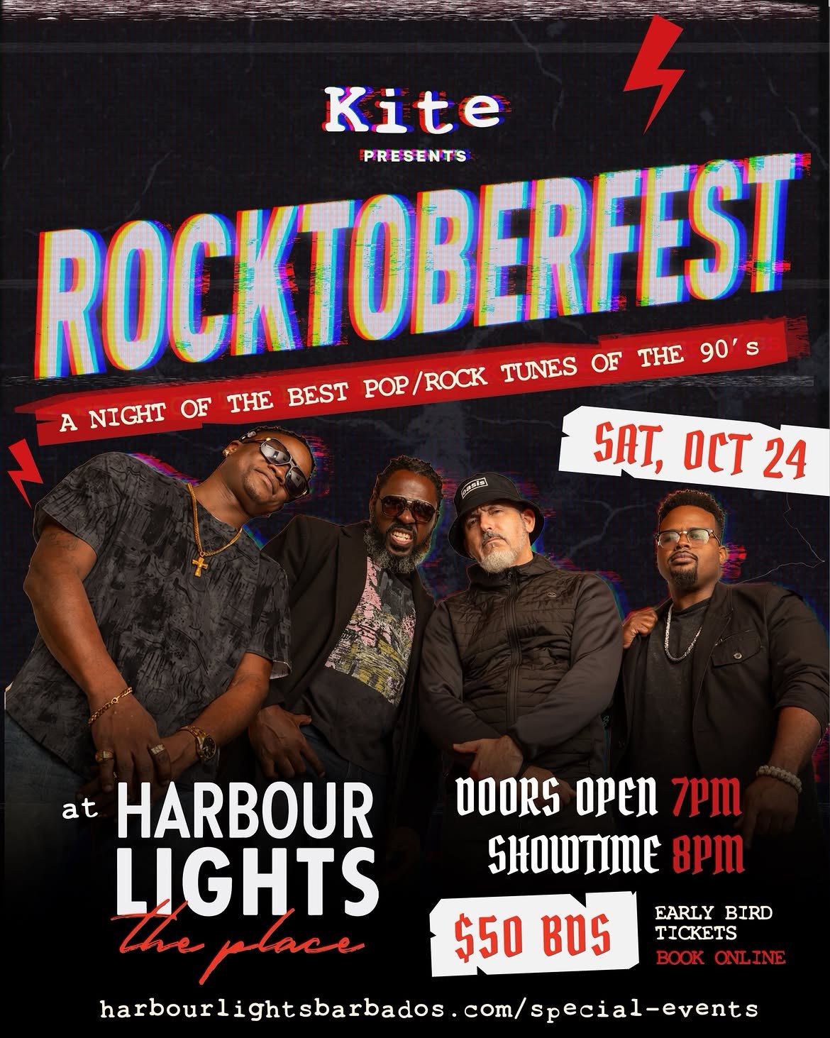 Kite presents Rocktoberfest flyer, Harbour Lights, Saturday 24 October, BDS $50