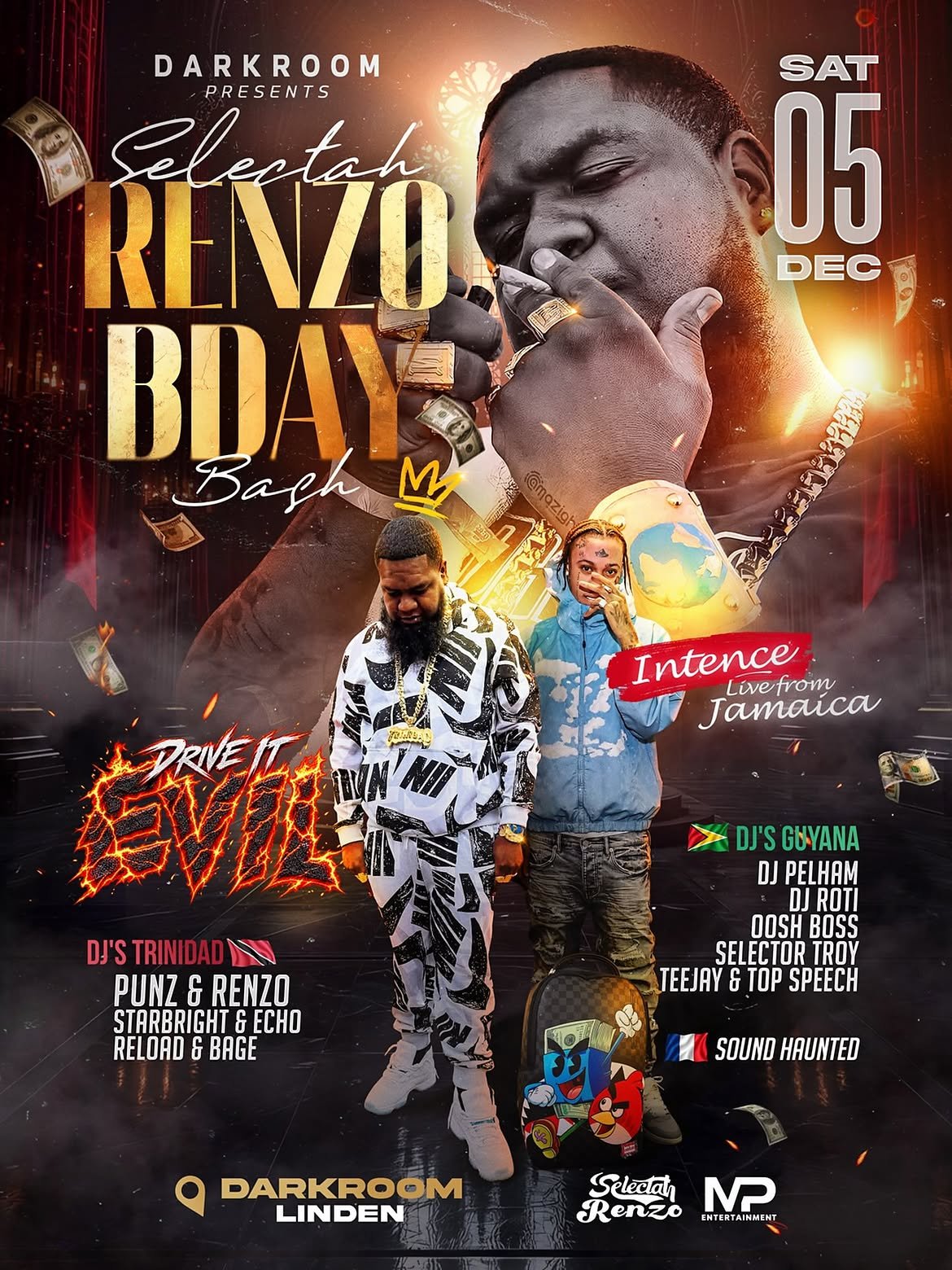 Darkroom presents Selectah Renzo Bday Bash Drive It Evil flyer, Saturday 5 December, Darkroom Linden